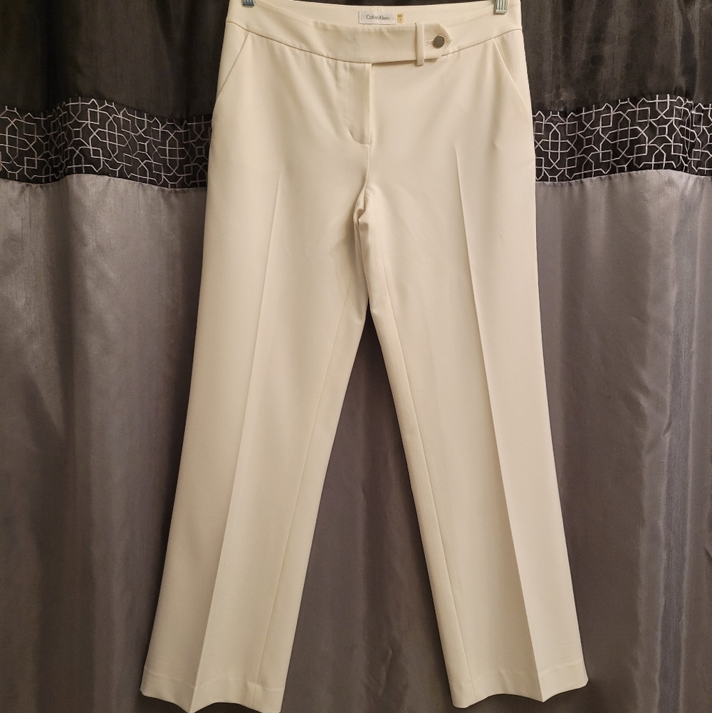 Calvin Klein Cream Wide Leg Pants With Inside Lining